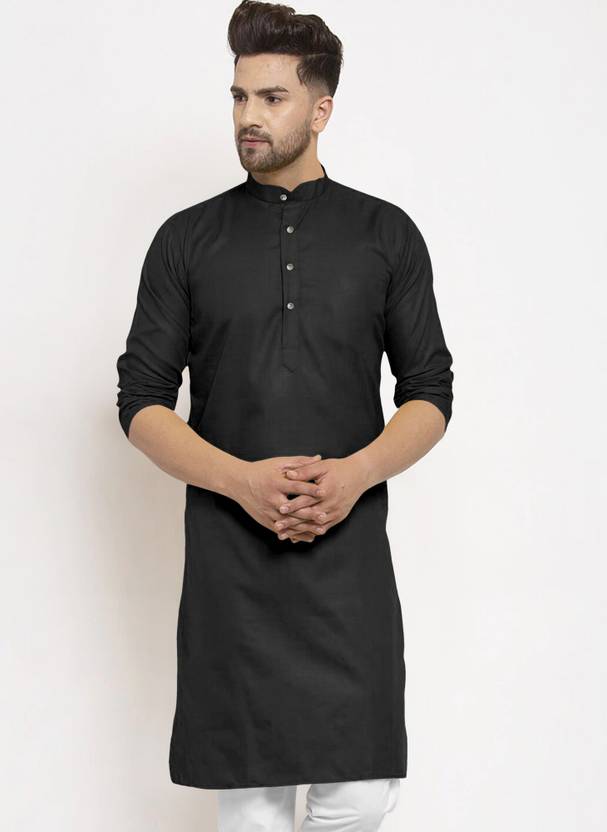 ADHIRAJAN Solid Cotton Blend Straight Kurta for Men