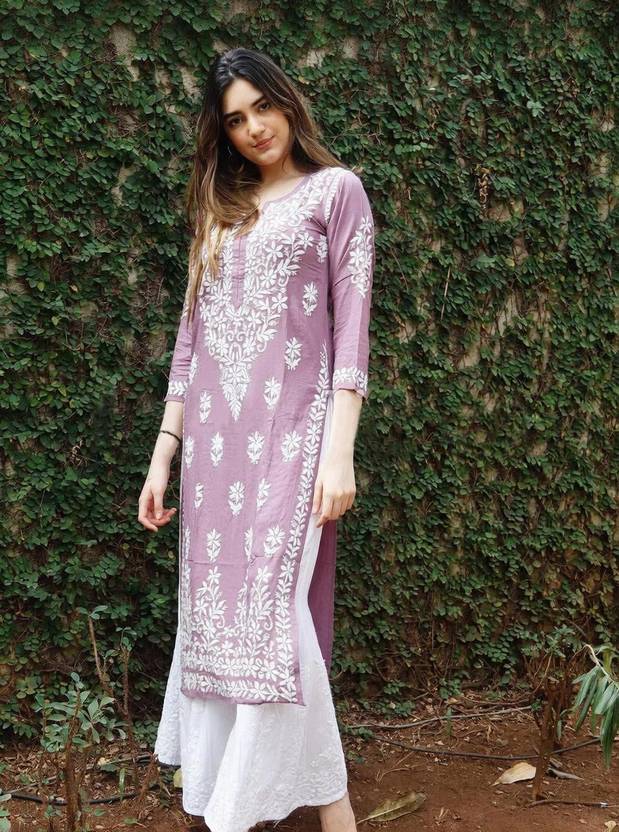 Gosriki Embroidered Viscose Rayon Straight Kurta for Women