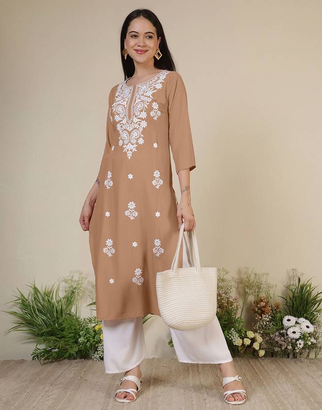 Divastri Embroidered Viscose Rayon Straight Kurta for Women