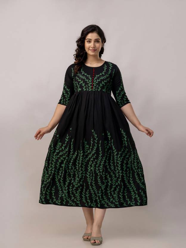 CLOTHING HOUSE Printed Viscose Rayon Flared Kurta for Women