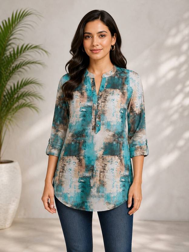 KAYRAAH Abstract Cotton Rayon Straight Kurta for Women