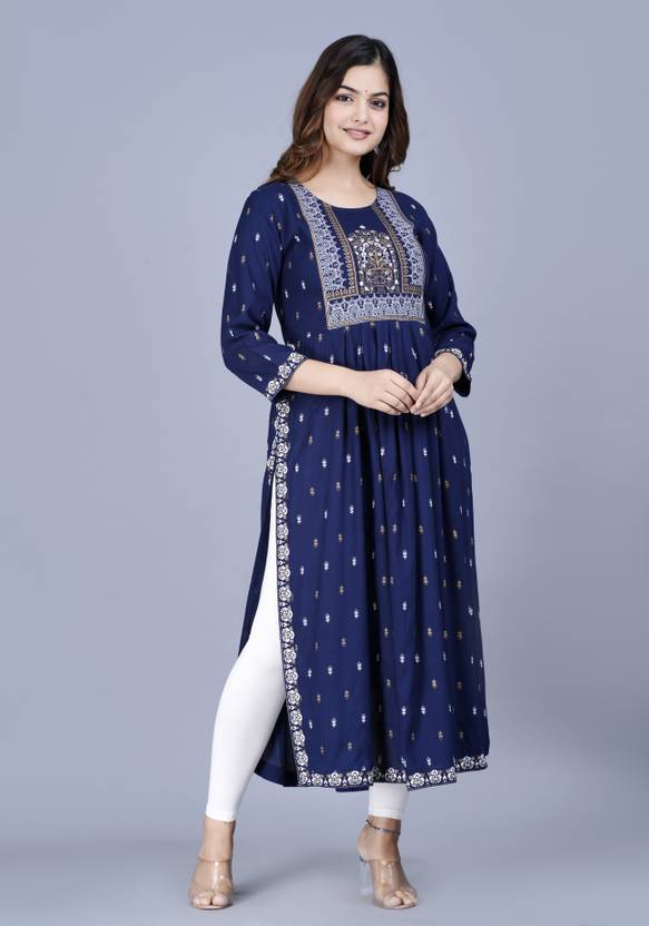 Saabhi Printed Viscose Rayon Flared Kurta for Women