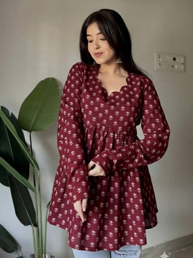 shobhit Printed Viscose Rayon Flared Kurta for Women