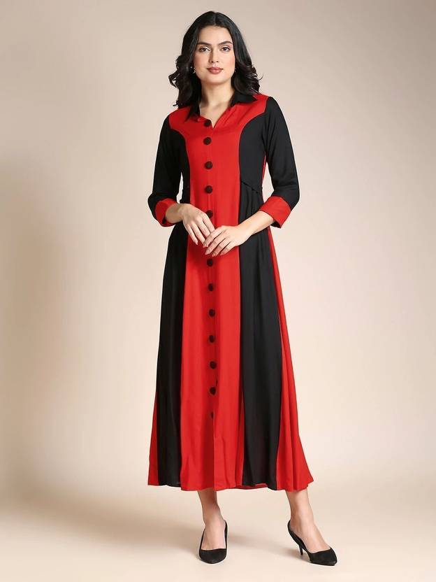 madhuram textiles Solid Cotton Rayon A-line Kurta for Women
