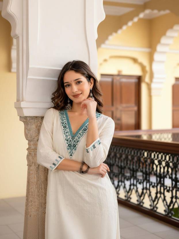 AOSLY Women Embroidered Straight Kurta