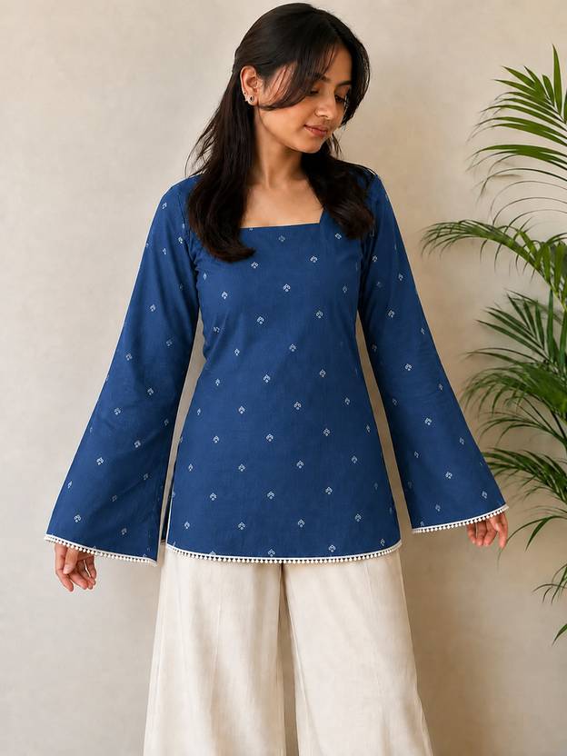 zeelanya Printed Pure Cotton Straight Kurta for Women
