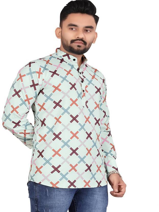 ZURINE Pack of 2 Printed Cotton Blend A-line Kurta for Men