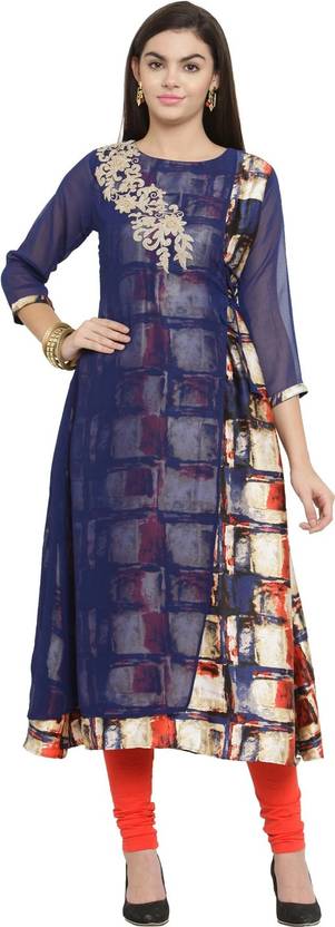 AD4U Solid Silk Blend Straight Kurta for Women