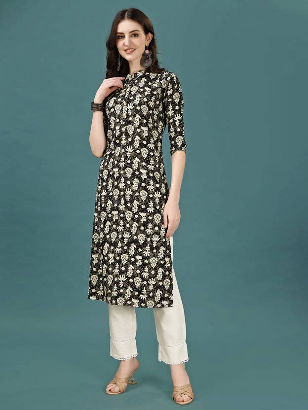 berrylicious Printed Viscose Rayon Straight Kurta for Women