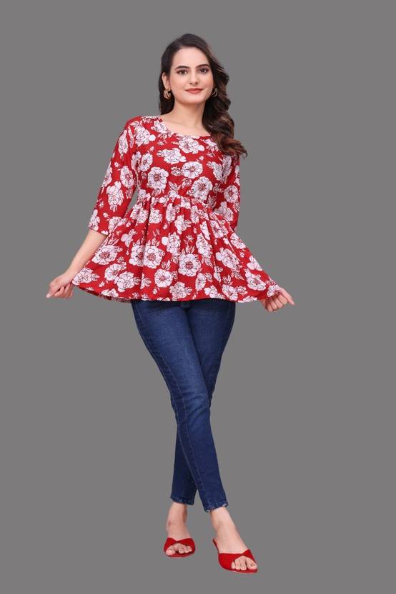 BLACKBIRD Printed Crepe Flared Kurta for Women