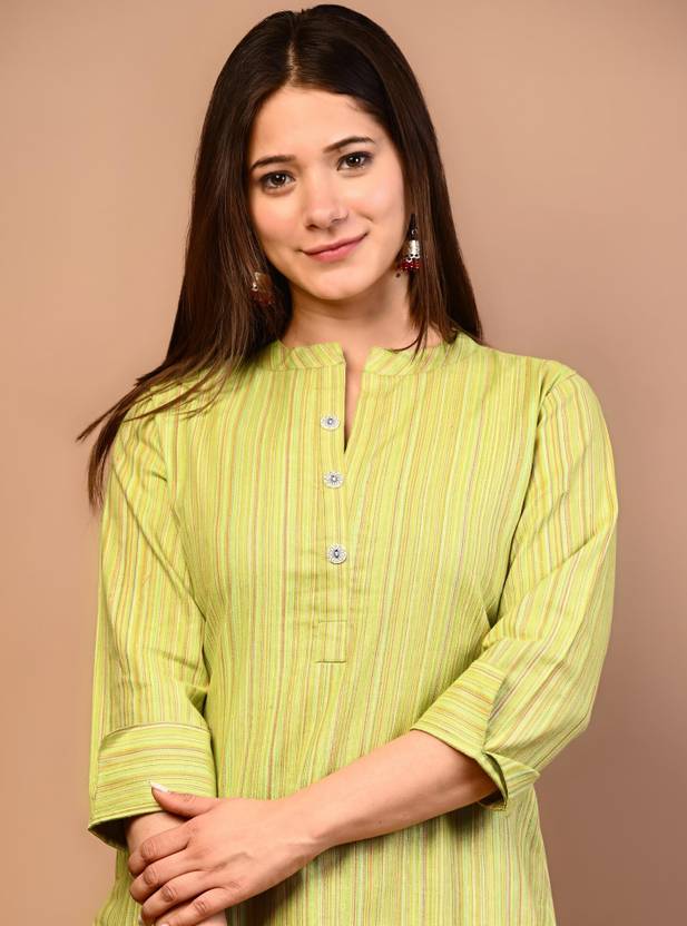 Rimeline Striped Pure Cotton Straight Kurta for Women