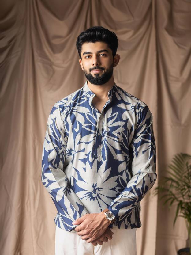 Rawayi Men Printed Straight Kurta
