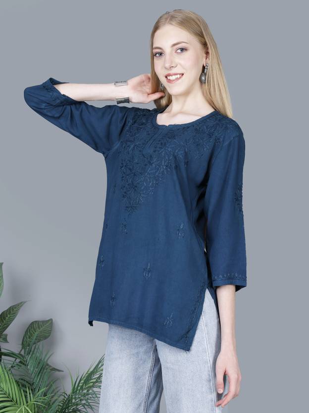 NAZAQAT ETHNIC INDIA Embroidered Viscose Rayon Straight Kurta for Women