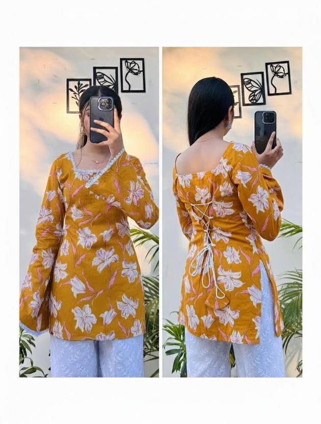 NEW4U Floral Print Viscose Rayon A-line Kurta for Women
