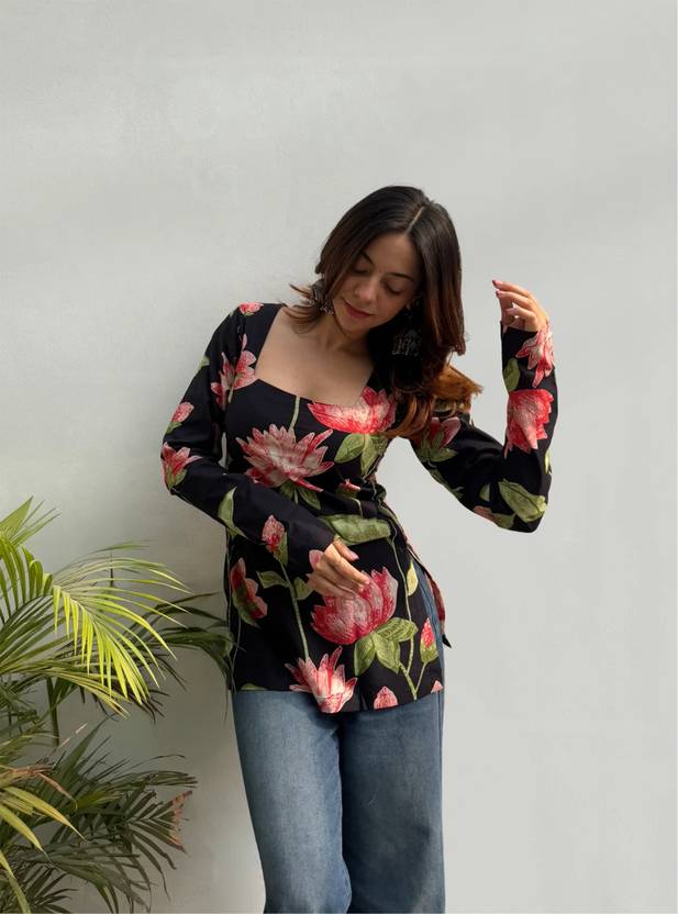 Light Daisy Women Floral Print Straight Kurta