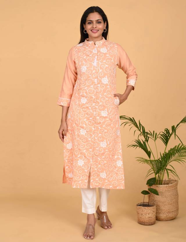 Minelli Embroidered Polyester Straight Kurta for Women