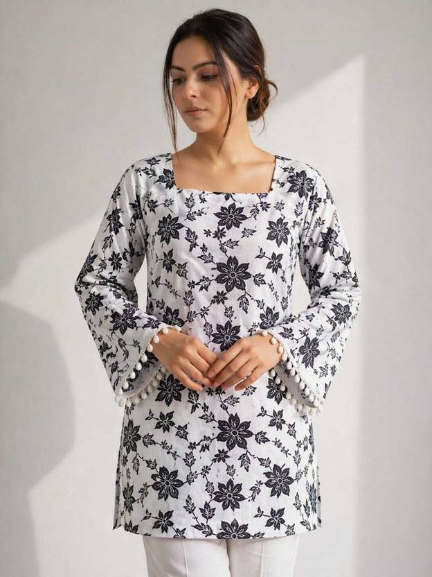 Cottonhube Printed Pure Cotton Straight Kurta for Women