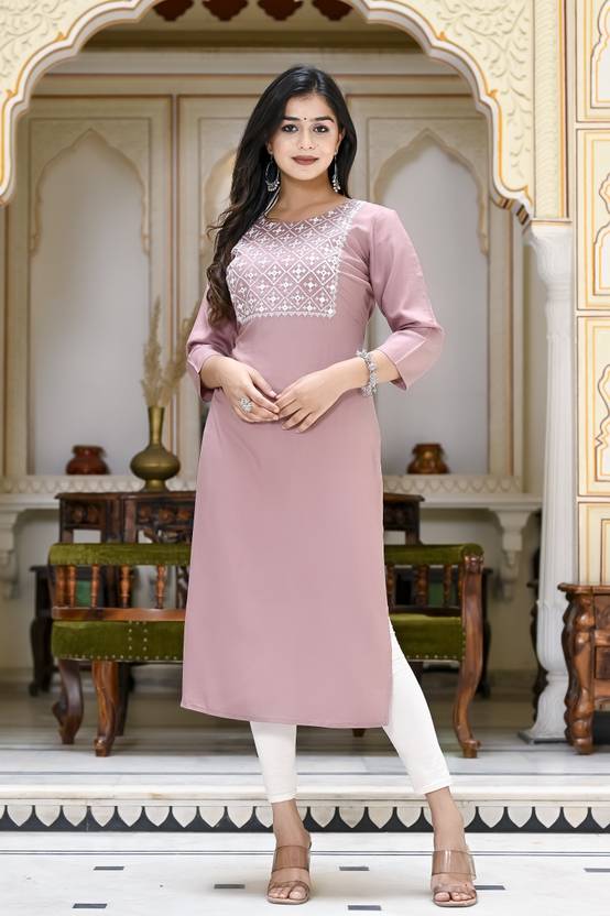 MISSKURTI Embroidered Viscose Rayon Straight Kurta for Women