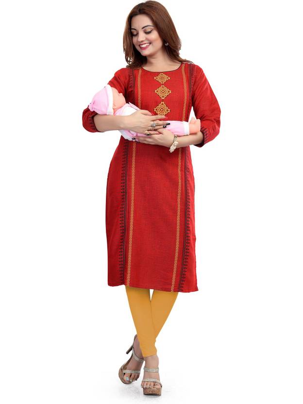 B2Fashion Printed Viscose Rayon, Pure Cotton Straight Kurta for Women