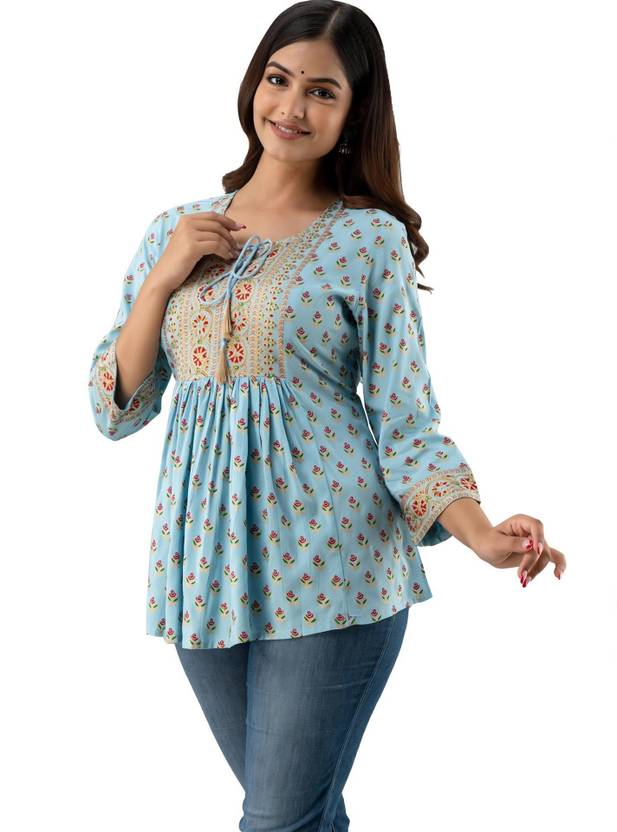 DMP EXPORT Embroidered Viscose Rayon Cape Kurta for Women