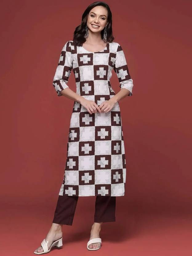 Anouk Rustic Printed Crepe Straight Kurta for Women