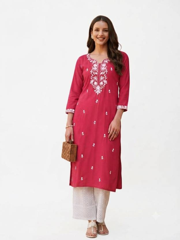 BEAUTYBEATS Women Embroidered Straight Kurta