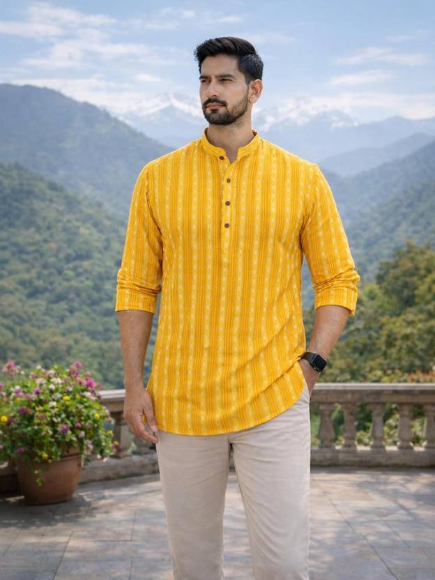 LADSLOOM Solid Pure Cotton Straight Kurta for Men