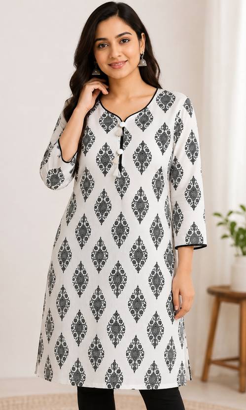 Anaya Collection Printed Khadi Cotton Straight Kurta for Women