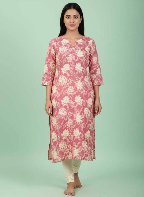 Fahad Floral Print Cotton Rayon Straight Kurta for Women