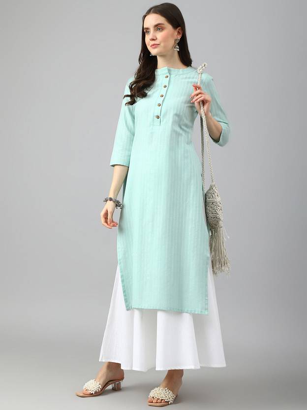 Hritika Striped Cotton Blend Straight Kurta for Women