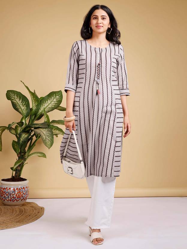 SAANWRI Printed Pure Cotton Straight Kurta for Women