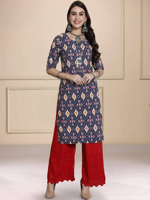 Anouk Rustic Printed Crepe Straight Kurta for Women