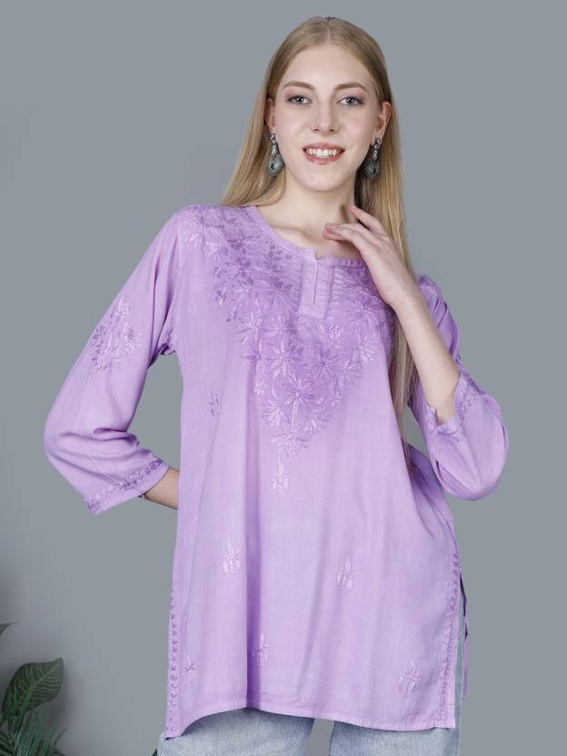 NAZAQAT ETHNIC INDIA Embroidered Viscose Rayon Straight Kurta for Women