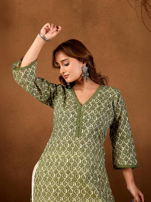 Aakasya Printed Pure Cotton Straight Kurta for Women