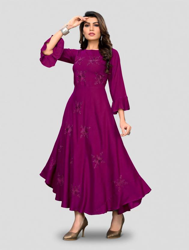 VBUYZ Women Solid Flared Kurta