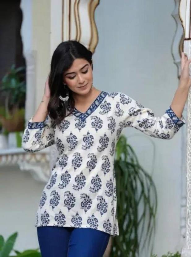 stylishtrend Block Print, Printed Pure Cotton Tunic Kurta for Women