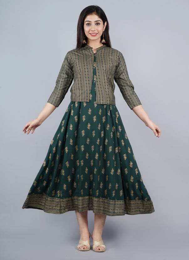 Lakshita Fashion Pack of 2 Printed Viscose Rayon Anarkali Kurta for Women