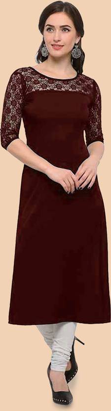 Maheshvi Self Design Crepe Straight Kurta for Women