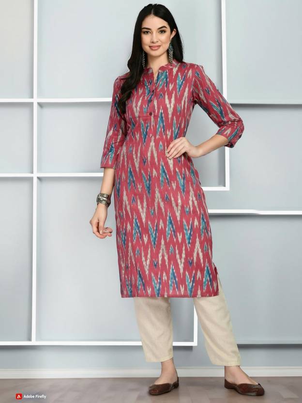 MAURYA Ikat Pure Cotton Straight Kurta for Women
