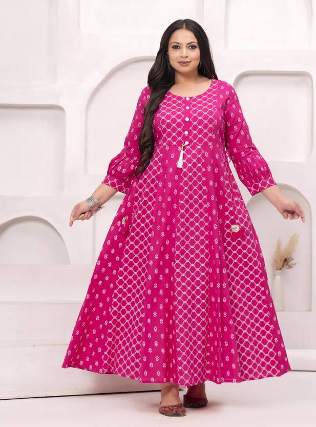 LABULY Printed Pure Cotton Anarkali Kurta for Women