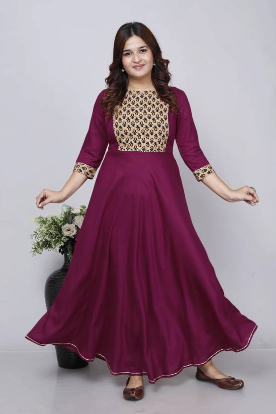 Women Printed Viscose Rayon Anarkali Kurta
