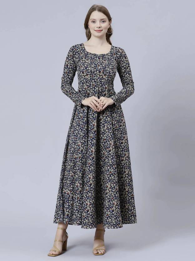 Dhakre fashion Floral Print Viscose Rayon Anarkali Kurta for Women