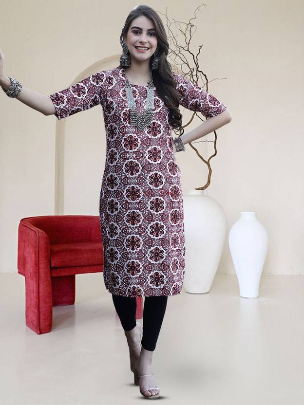 Anouk Rustic Printed Crepe Straight Kurta for Women