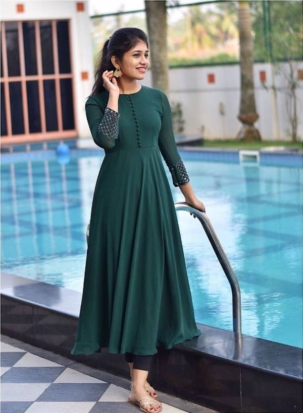 GRISHU COLLECTION Embroidered Georgette Anarkali Kurta for Women