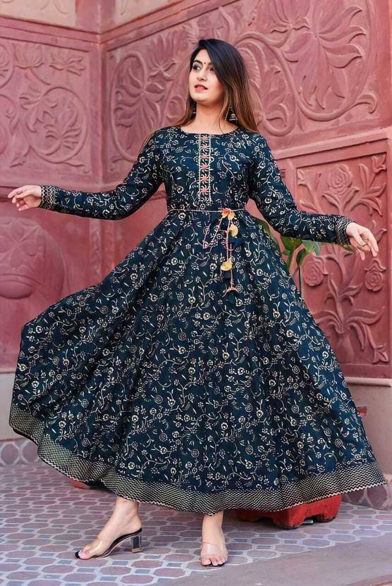 badodiya's Printed Viscose Rayon Flared Kurta for Women