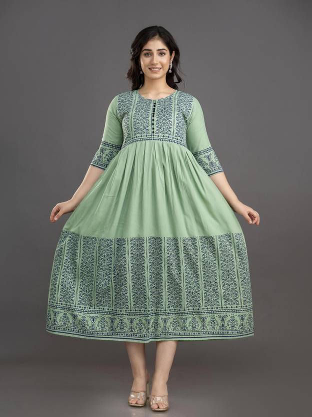 CLOTHING HOUSE Printed Viscose Rayon Flared Kurta for Women