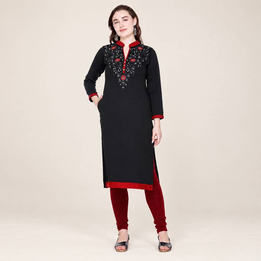 Rosary Embroidered Wool Straight Kurta for Women
