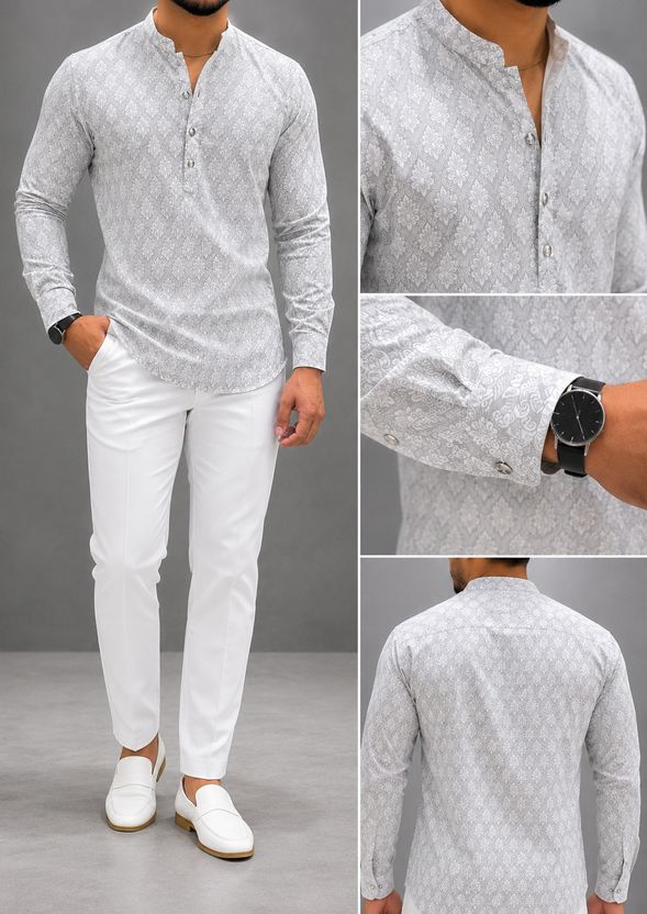 VLS Collection Floral Print Cotton Blend Asymmetric Kurta - Image 3