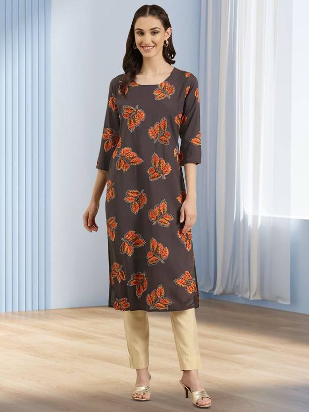 Anouk Rustic Printed Crepe Straight Kurta for Women