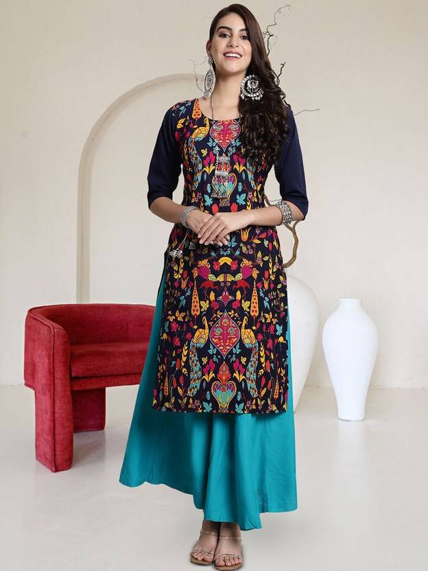 Anouk Rustic Printed Crepe Straight Kurta for Women